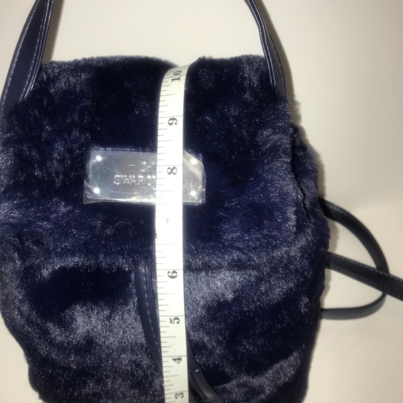 Swarovski Crystal Navy Blue Faux Fur Backpack NWOT